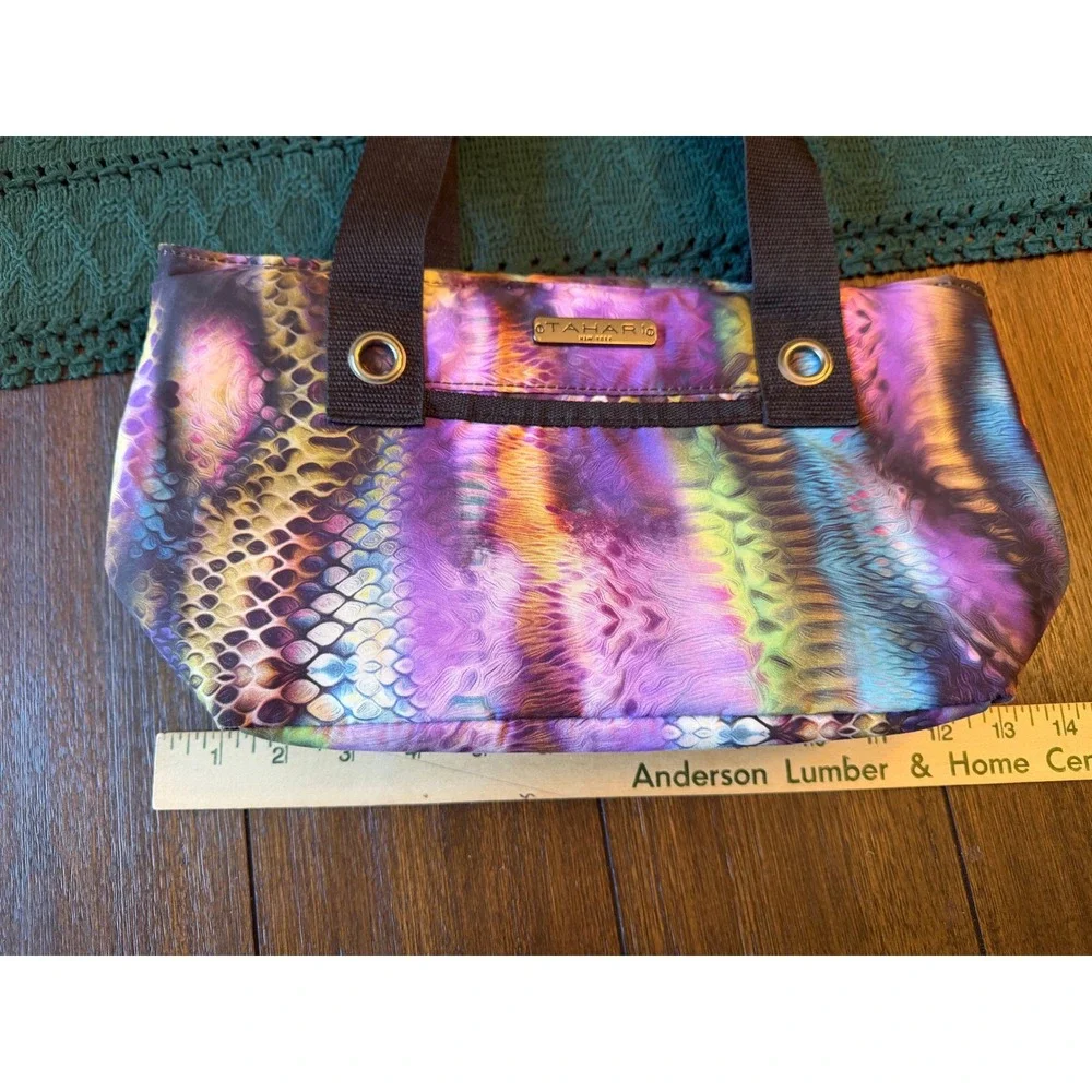 Tahari New York Insulated Lunch Tote Bag Multi-Color Snakeskin Print Zippered